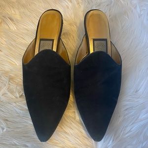 Vintage Black Suede Kitten Heels